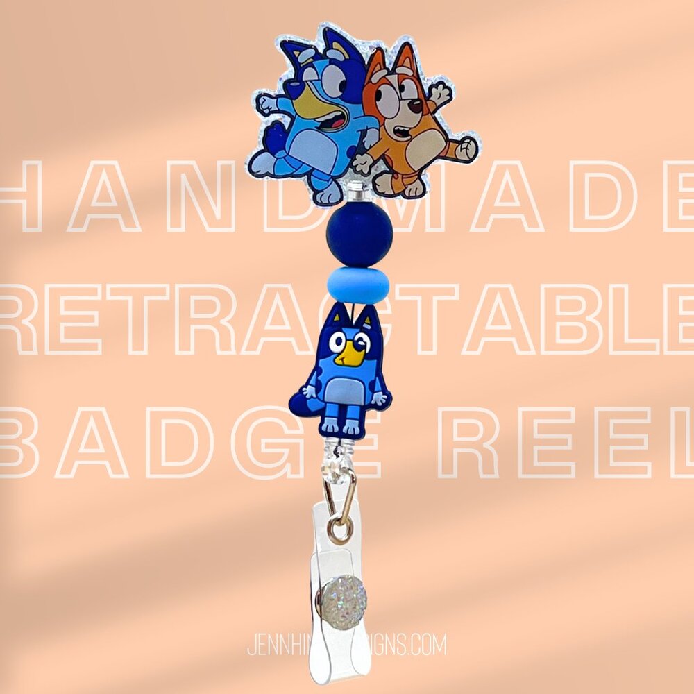 Bluey & Bingo Dancing Badge Reel | Cute Badge Holder | Nurses | Retractable